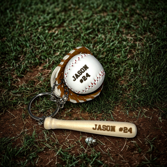 Baseball Keychain {Custom Engraved}