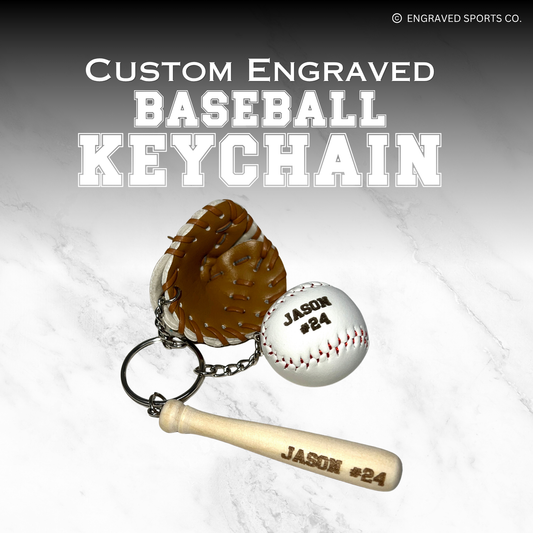 Baseball Keychain {Custom Engraved}