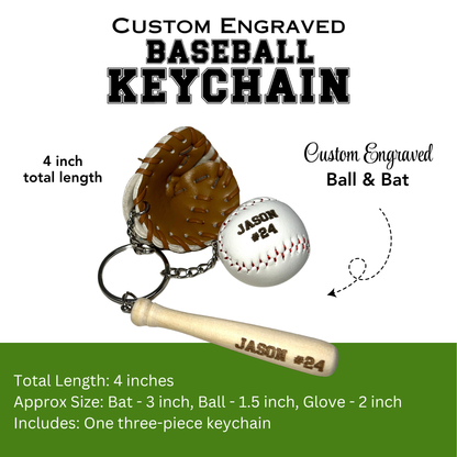 Baseball Keychain {Custom Engraved}